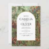 Ouderwetse botanische groene terracotta trouw uitn kaart (Voorkant)