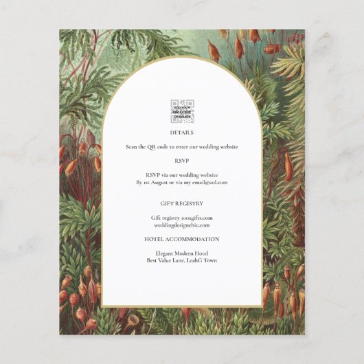 Ouderwetse botanische groene terracotta trouwuitno flyer (Achterkant)