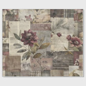 Ouderwetse botanische patchwork roestig (1) cadeaupapier (Vlak)