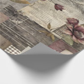 Ouderwetse botanische patchwork roestig (1) cadeaupapier (Hoek)