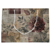 Ouderwetse botanische patchwork roestig (2) groot cadeauzakje (Voorkant)
