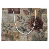 Ouderwetse botanische patchwork roestig (2) groot cadeauzakje (Achterkant)