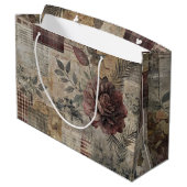 Ouderwetse botanische patchwork roestig (2) groot cadeauzakje (Achterkant Gekanteld)