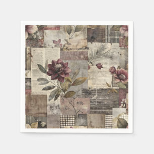 Ouderwetse botanische patchwork rustiek (1) servet