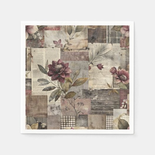 Ouderwetse botanische patchwork rustiek (1) servet (Voorkant)
