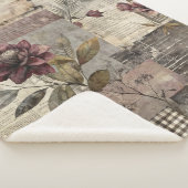 Ouderwetse botanische patchwork rustiek (1) sherpa deken (3/4)