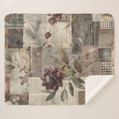 Ouderwetse botanische patchwork rustiek (1) sherpa deken (Voorkant (horizontaal))