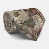 Ouderwetse botanische patchwork rustiek (1) stropdas (Opgerold)