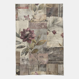 Ouderwetse botanische patchwork rustiek (1) theedoek