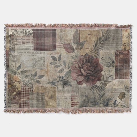 Ouderwetse botanische patchwork rustiek (2) deken (Voorkant)