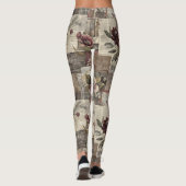 Ouderwetse botanische patchwork rustiek (2) leggings (Achterkant)
