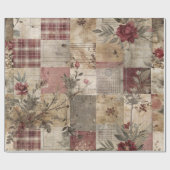 Ouderwetse botanische patchwork rustiek cadeaupapier (Vlak)