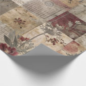 Ouderwetse botanische patchwork rustiek cadeaupapier (Hoek)