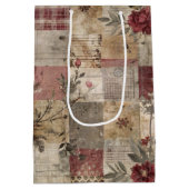Ouderwetse botanische patchwork rustiek medium cadeauzakje (Achterkant)