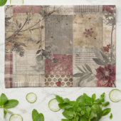 Ouderwetse botanische patchwork rustiek theedoek (Gevouwen)