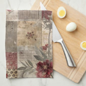 Ouderwetse botanische patchwork rustiek theedoek (Quarter Fold)