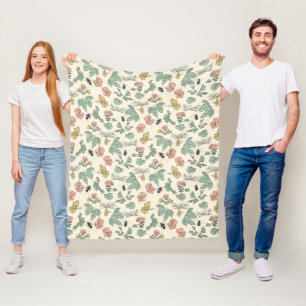 Ouderwetse botanische patroon met vlinders en bij fleece deken