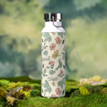 Ouderwetse botanische patroon met vlinders en bije