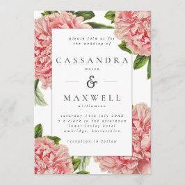 Ouderwetse Botanische Roze Pioenrozen Waterverf Br Kaart