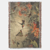 Ouderwetse botanische scène met kolibries en bloem deken (Voorkant Verticaal)