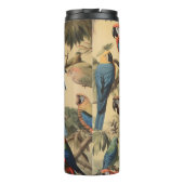 Ouderwetse botanische scène papegaaien aanpasbaar thermosbeker (Achterkant)