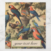 Ouderwetse botanische scène papegaaien aanpasbaar  wijn etiket (Enkel label)