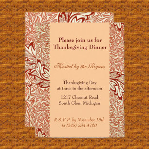 Ouderwetse botanische Thanksgiving-diner Kaart