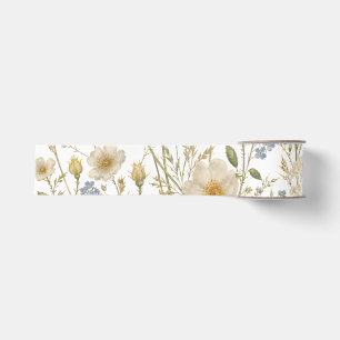 Ouderwetse botanische wilde bloemenpatroon grosgrain lint