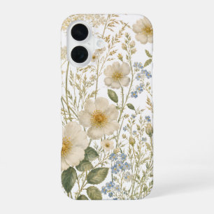 Ouderwetse botanische wilde bloemenpatroon iPhone 16 hoesje