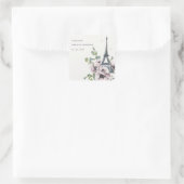 Ouderwetse Bruiloft met Eiffeltoren en Bloemen Vierkante Sticker (Tas)