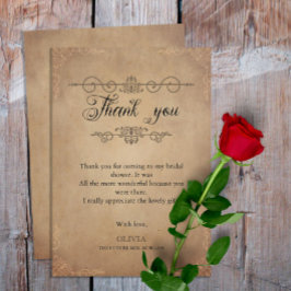 Ouderwetse bruiloft met vintage-uitstraling  bedankkaart