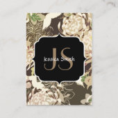 Ouderwetse bruine beige bloemen en vogels Merkenna Visitekaartje (Achterkant)