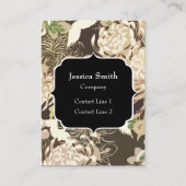 Ouderwetse bruine beige bloemen en vogels Merkenna Visitekaartje (Voorkant)