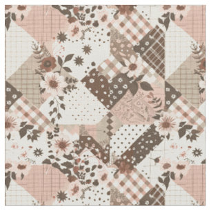 Ouderwetse bruine roze cottagecore boerderijquilt stof