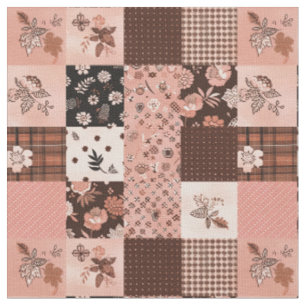Ouderwetse bruine roze cottagecore boerderijquilt stof