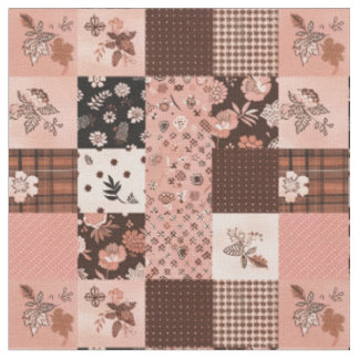 Ouderwetse bruine roze cottagecore boerderijquilt stof