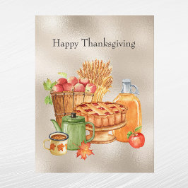 Ouderwetse Bruine Taart Appels Cider Tarwe Thanksg Feestdagenkaart