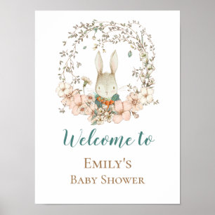 Ouderwetse Bunny Script Welkom bij Baby Shower Bor Poster