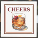 Ouderwetse Cheers Cocktail Servet<br><div class="desc">Nodig je vrienden uit voor ouderwetse drinken en serveer met deze CHEERS servetten! Ouderwets design is te vinden op meer items in mijn winkel,  PageCreativeDesigns.</div>