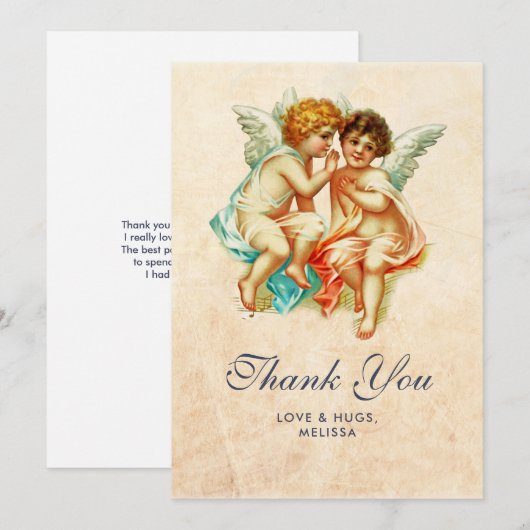Ouderwetse  Cherub Angels Dank je wel Bedankkaart (Voorkant / Achterkant)