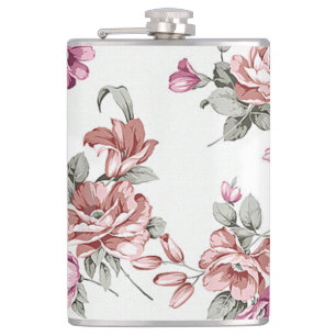 Ouderwetse Chic Vervallen Meisjesachtige Bloemen Heupfles