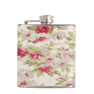 Ouderwetse Chic Vervallen Meisjesachtige Bloemen Heupfles