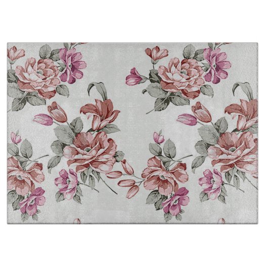 Ouderwetse Chic  Vervallen Meisjesachtige Bloemen Snijplank (Voorkant)