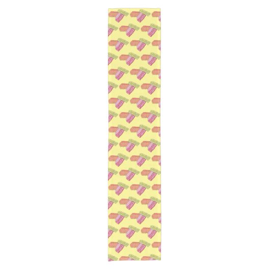 Ouderwetse Christmas Ribbon Snoep Vakantie Zoet Korte Tafelloper (Voorkant)