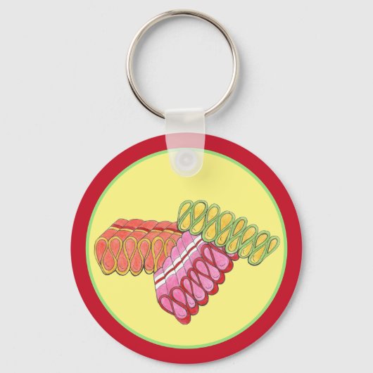 Ouderwetse Christmas Ribbon Snoep Vakantie Zoet Sleutelhanger (Voorkant)