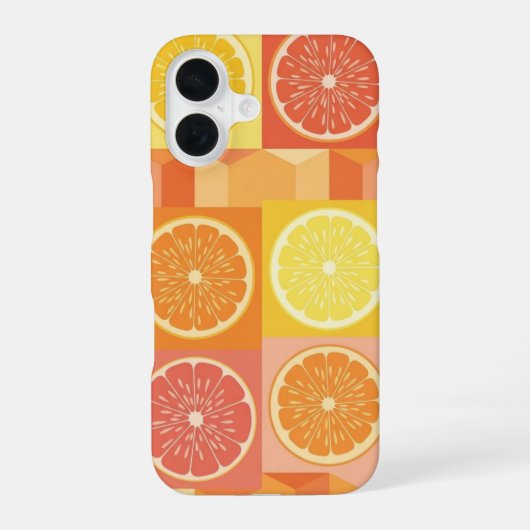 Ouderwetse citruspatroon iPhone 16 hoesje (Achterkant)