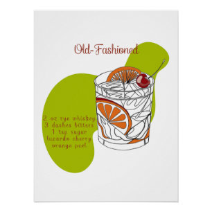 Ouderwetse Cocktail Art Print Perfect Poster