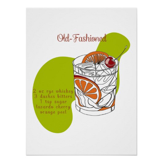 Ouderwetse Cocktail Art Print Perfect Poster (Voorkant)