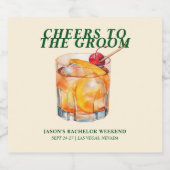 Ouderwetse Cocktail Bachelor Weekend Likeurfles Etiket (Enkel label)