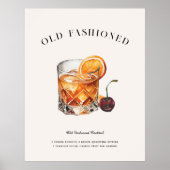 ouderwetse cocktail | Verjaardag Drink Menu Poster (Voorkant)